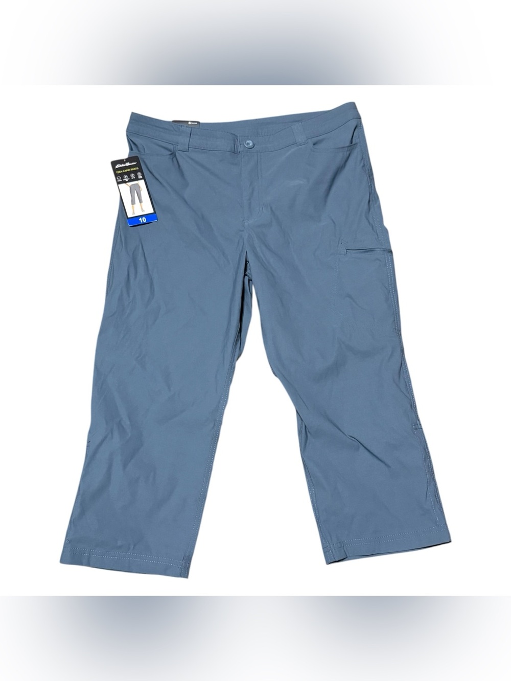Eddie Bauer Outdoor Tech Capri Pants Womens 10 Gray Blue Stretch UPF 50